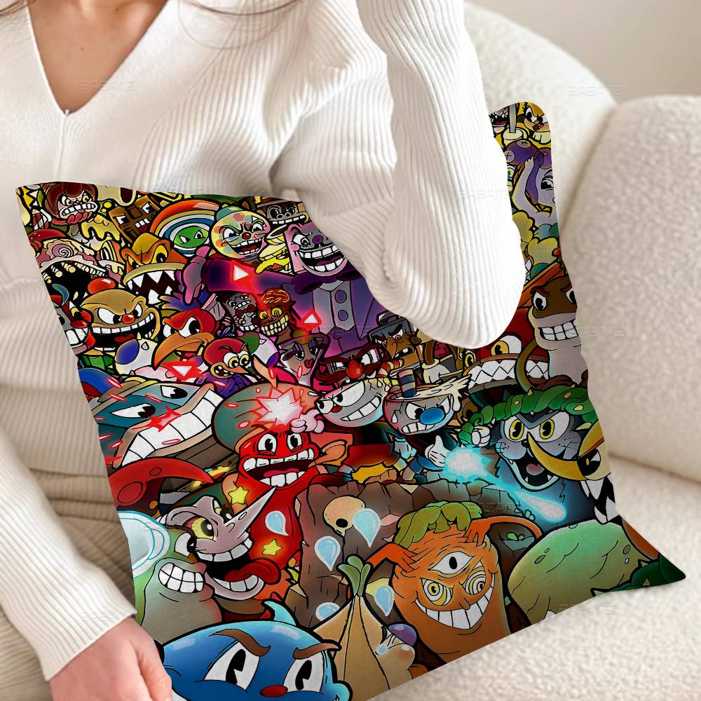 Cartoon Game C-Cuphead Cushion Cover Inches Farmhouse Decor Home Throw Pillow Covers For Couch Decorations