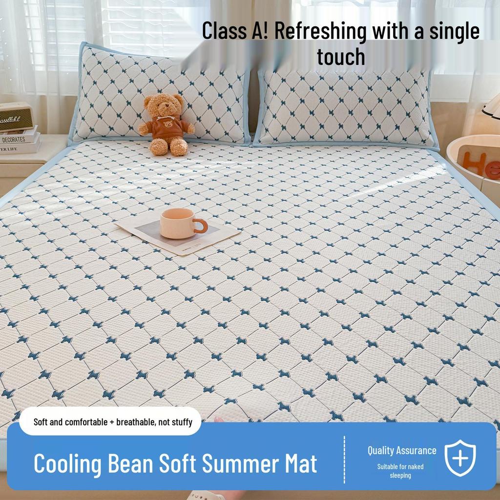 A-Class Ice Bean Cool Mat Set: Washable, Soft, Single Dorm Mat, 3-Piece for Home Use