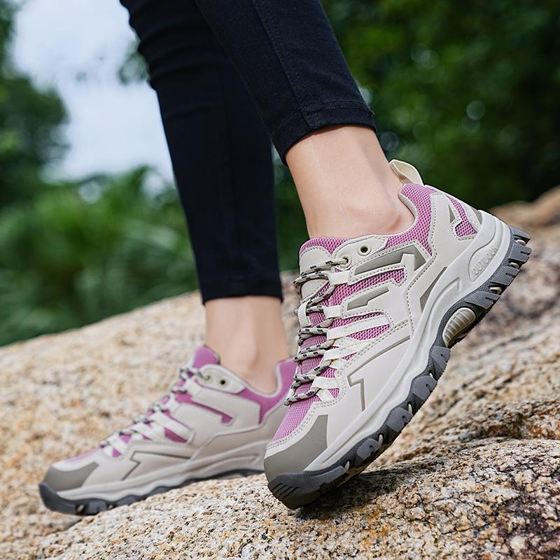 Fashion High Quality Leather Hiking Shoes Durable Outdoor Sport Men Trekking Leather Shoes Lace-Up Climbing Hunting Sneakers