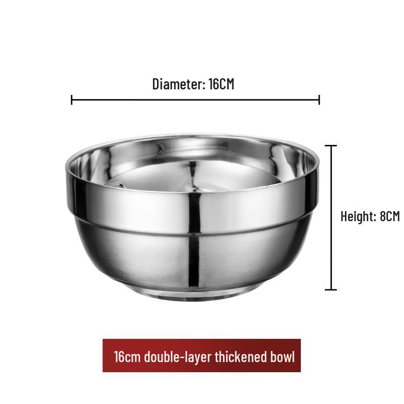SuLi 304 Stainless Steel Double-Layer Anti-Scald Bowl