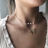 Fashion Trend Personality Double Layer Imitation Pearl Butterfly Pendant Necklace Clavicle Chain Party Jewelry Exquisite Gifts