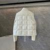 Womens Lightweight Short Puffer Jacket With Stand Collar Drawstring Waist White Duck Down Fill 80-85% Loft 900