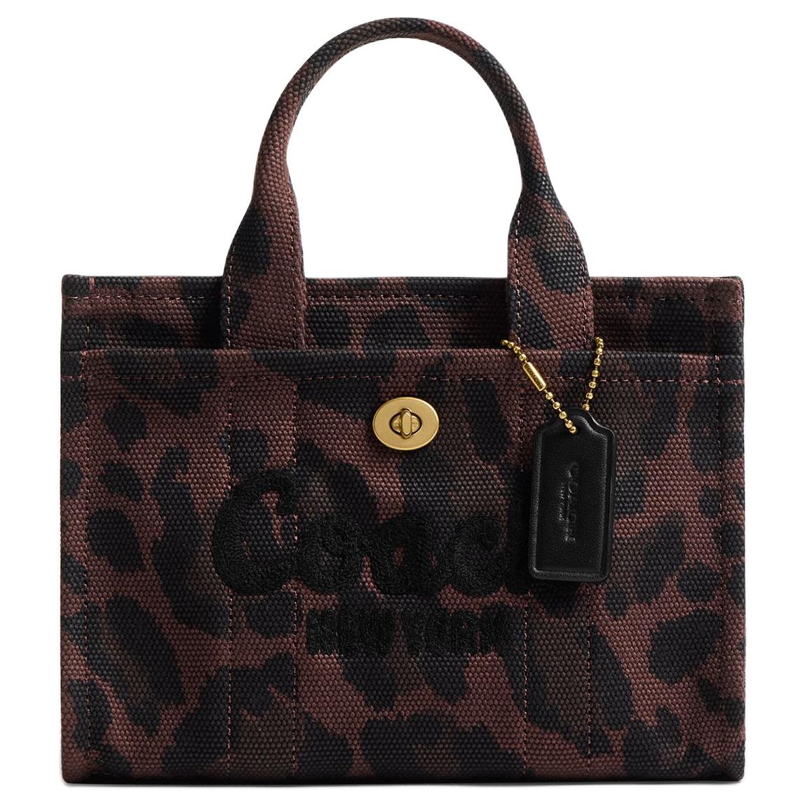 

Coach Cargo 20 Leopard Print Design Tote Bag Shopping Bag Fabric Shoulder Handbag Small Women tote Dark-Brown CCG01-B4YDV Basic Set (Bag+Dust Bag)