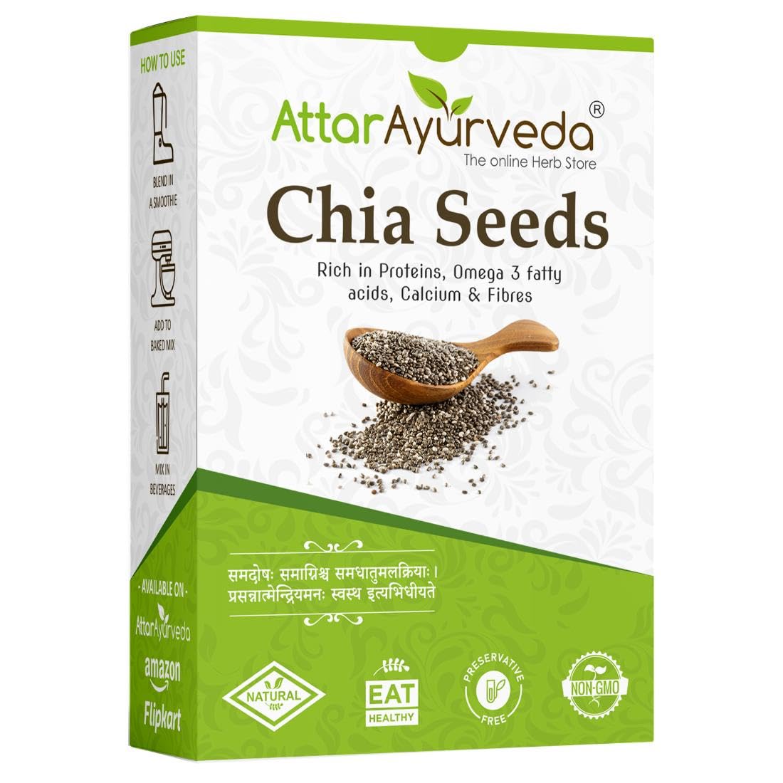 Attar Ayurveda Premium Chia Seeds 500 g Superfood For Smoothie Baking Weight Management High Fibre Omega 3 Vegan