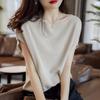 Women's Solid Color, Knitted T-Shirt Short Sleeve Ice Silk Batman Summer New Thin Pullover