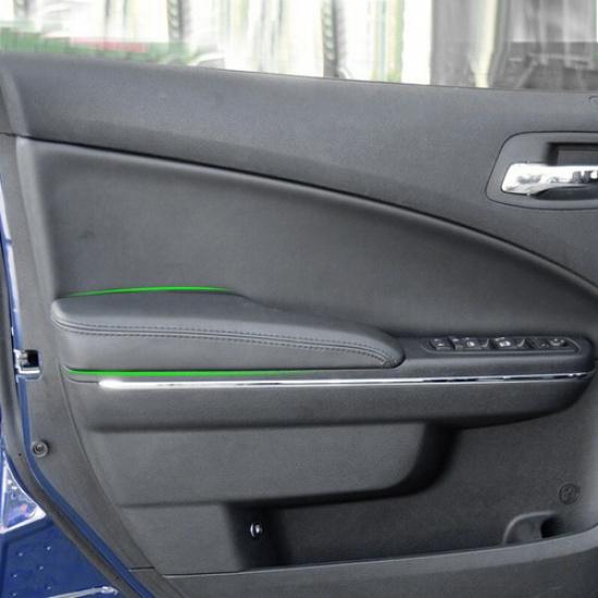 2pcs Front Black Leather Door Handle Armrest Cover For Dodge Charger 2011-