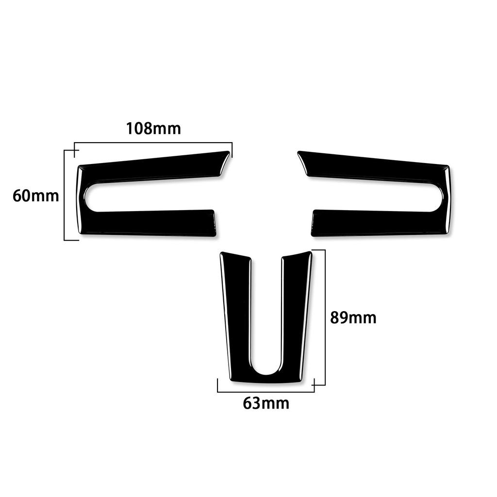 3PCS  Piano Black Steering Wheel Cover Trim For Ford Mustang  2005 2006 2007 2008 2009 Car Accessories Interior Mouldings