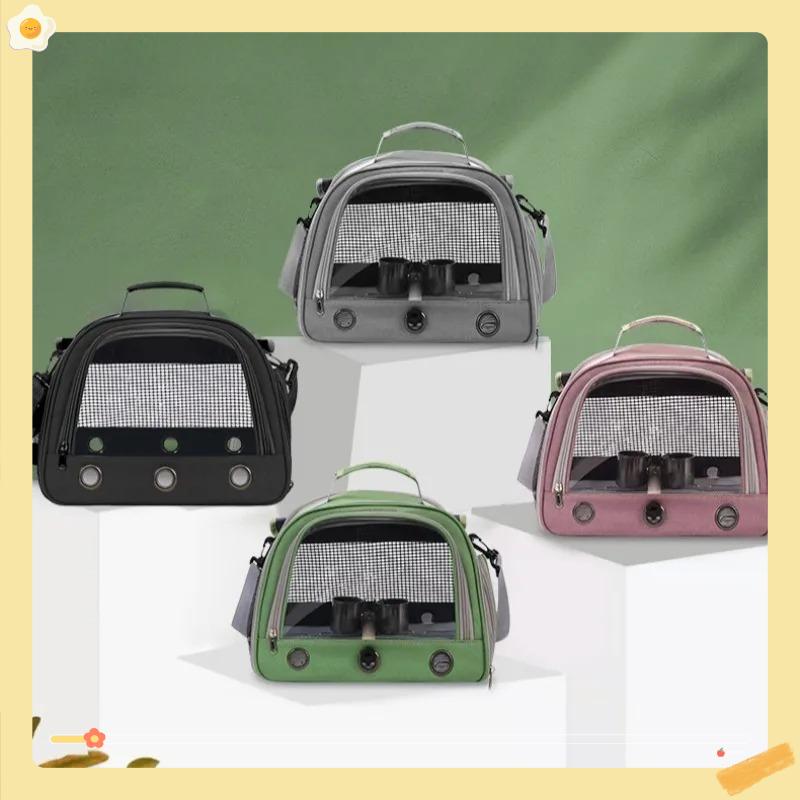 Portable Bird Parrot Cage Carrier Breathable Travel Bag with Perch Tray Curtain - Backpack Style Birdcage for Easy Transport