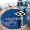 Blue Diamond Emblem Custom Name Round Area Rug Carpet Rug For Living Room Bedroom Sofa Playroom Decor Nonslip Floor Mat