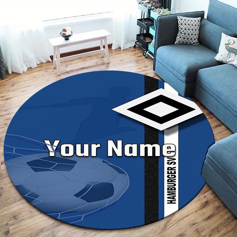 Blue Diamond Emblem Custom Name Round Area Rug Carpet Rug For Living Room Bedroom Sofa Playroom Decor Nonslip Floor Mat