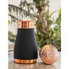 Pure Copper Bedroom Bottle with Inbuilt Glass, Grey Silk Finish Hammered Design - Drinkware & Storage Purpose, Volume 900 ml