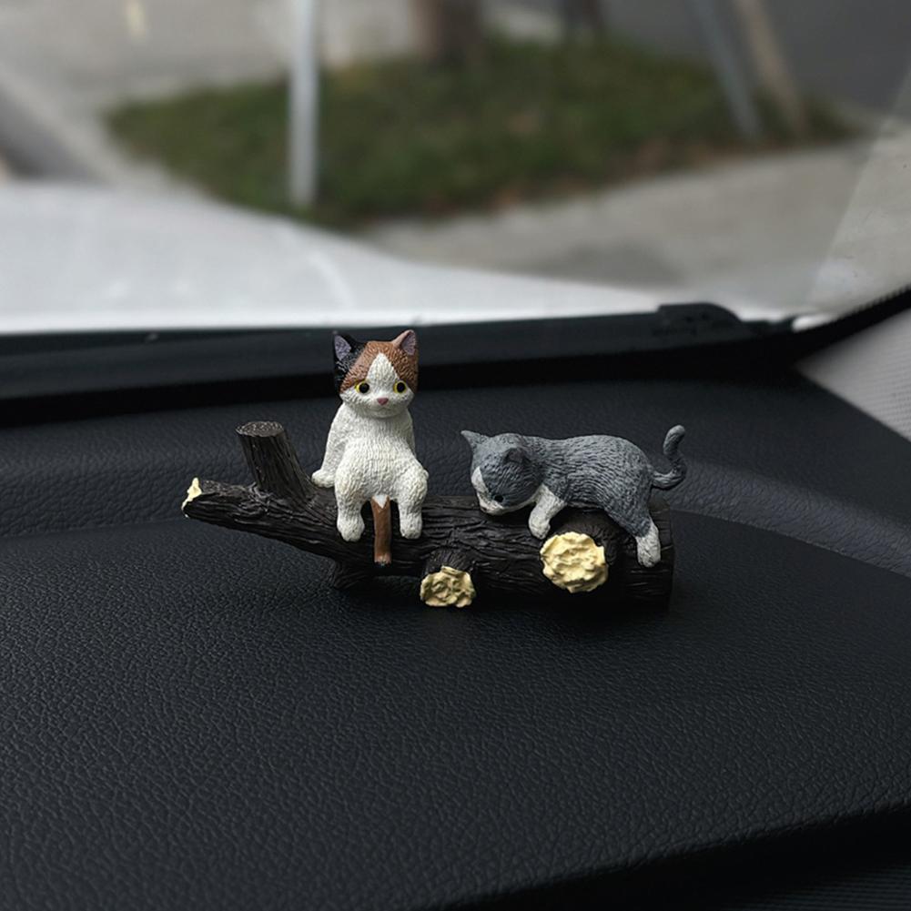 Car Landscape Cat Ornaments Sleeping Cat Car Interior Center Console Navigator Screen Decoration Home Decor Miniatures