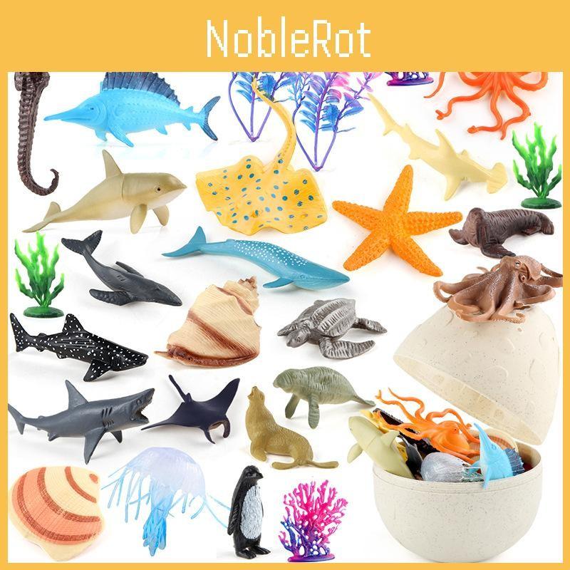 Dolphins Sharke Penguins Children Marine Animal Figures Set Model Toys Decor