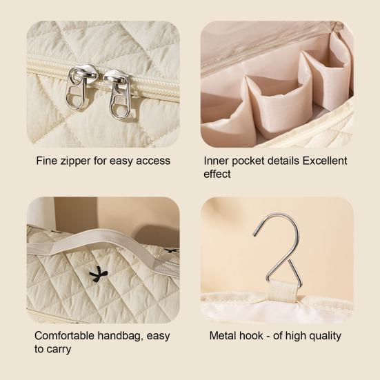Travel Hair Dryer Bag Quilted Hair Dryer Pouch with Hook Portable Padded Hair Tools Organizer