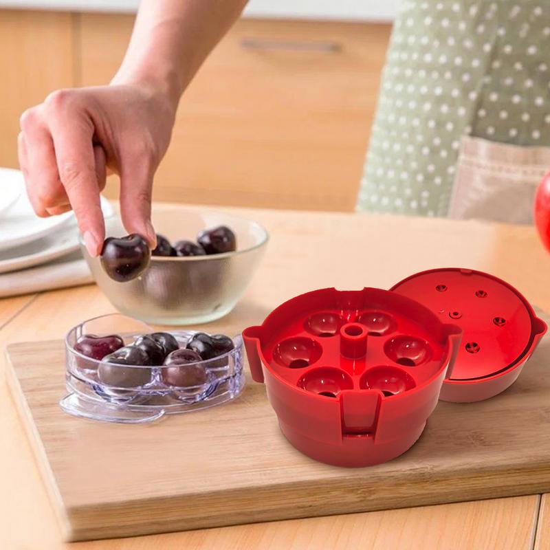 Cherry Pitter Tool Multiple Cherries 6 In 1 Portable Push-Down Cherry Pitter Corer Tool Fruit Core Remover For Home Use Chef