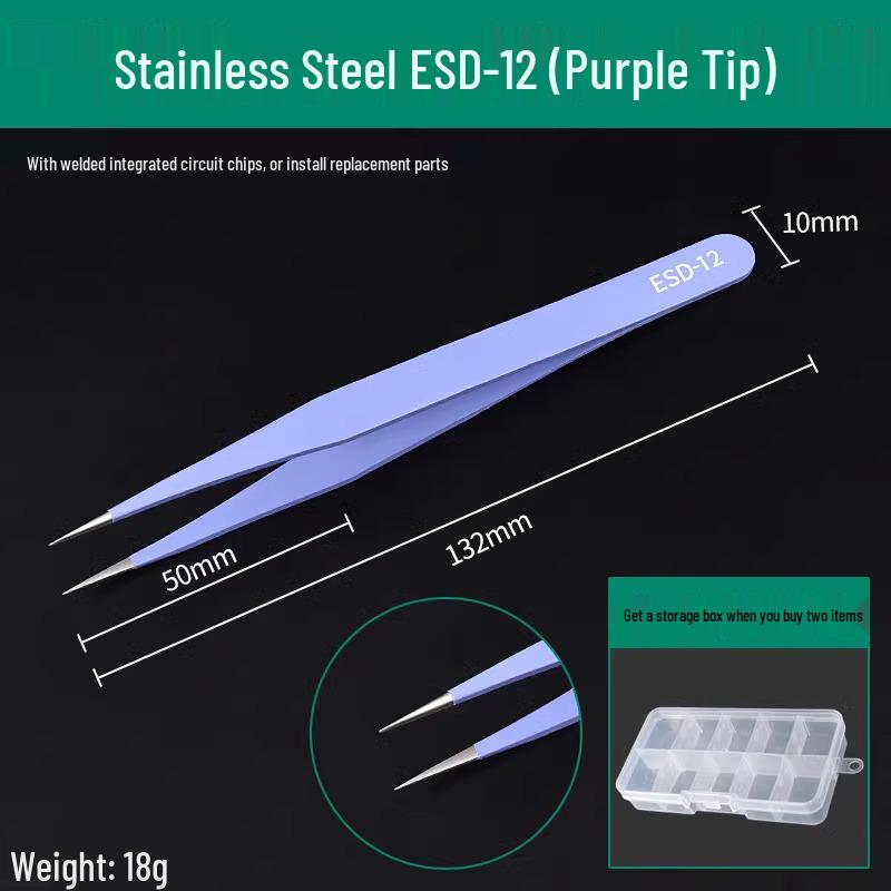 Bao Lian Anti-static Stainless Steel Tweezers - Bent Tip & Fine Pointed Tip for Precision Bird's Nest Hair & Blackhead Removal