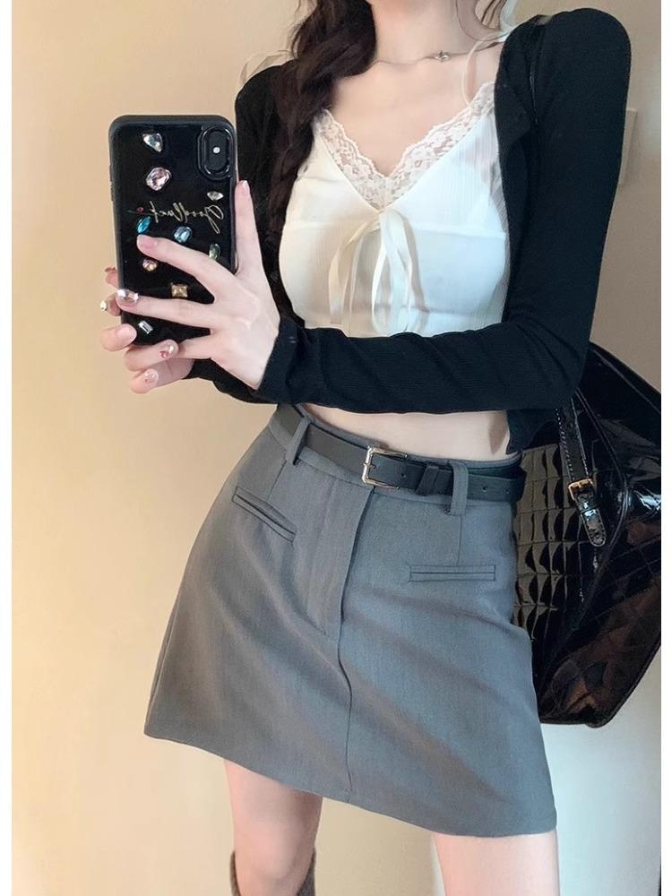 

Plus Size Women s Autumn Black High-Waisted Pencil Skirt Preppy A-Line Fitted Casual Design-forward Slimming All-match Versatile Slimming Skirt 3XL