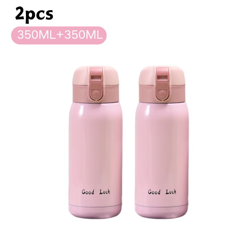 200/350ml Cute Mini Thermos Cup Stainless Steel Thermal Coffee Mug Portable Vacuum Flask Insulated Water Bottle with Button Lid