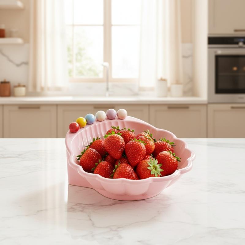 Shell Fruit Plate With Fork Large Capacity Salad Plate Comfortable Grip High-value Appearance Fruit Bowl