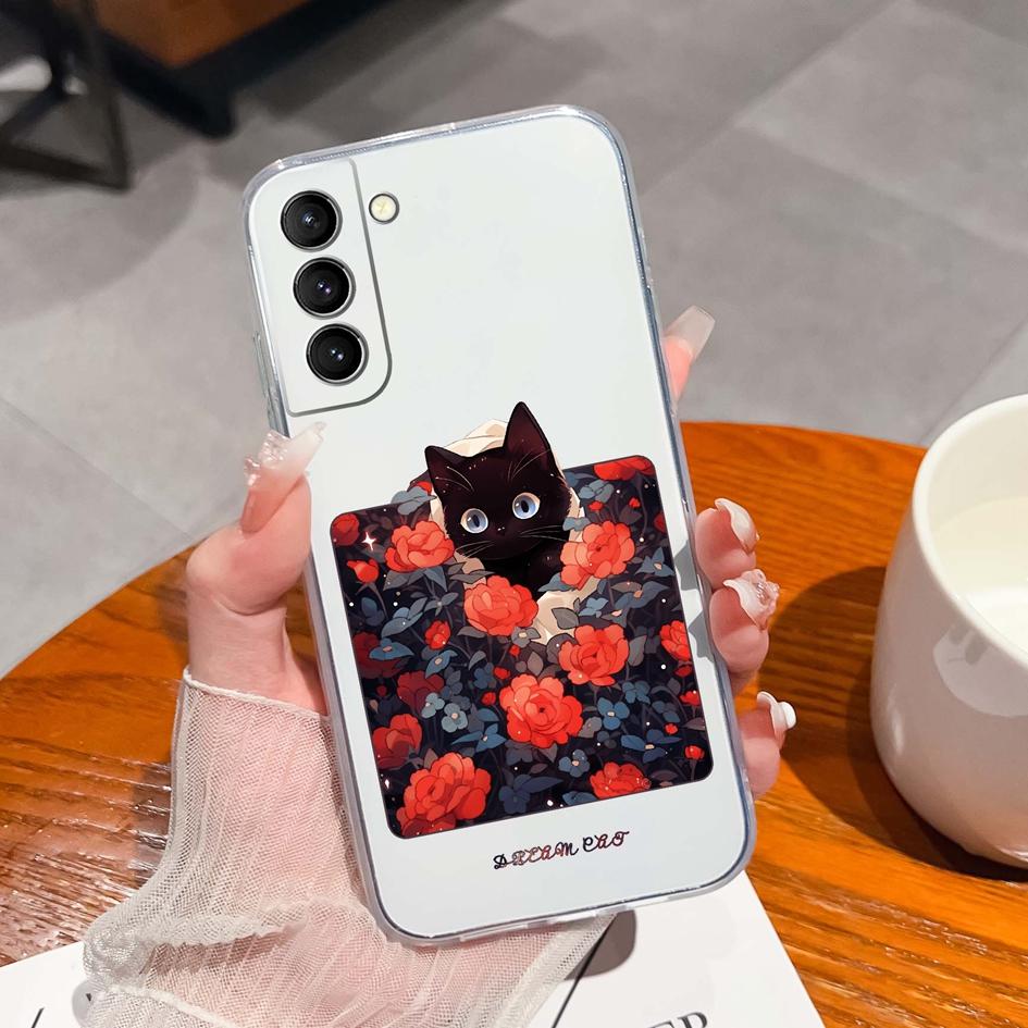 Back Cover For Samsung S21 S22 S23 Ultra Plus S6 S7 S9 Edge Bumper Case Screen Protector Luxury Graffiti Butterfly Silicone Soft TPU Transparent Shell