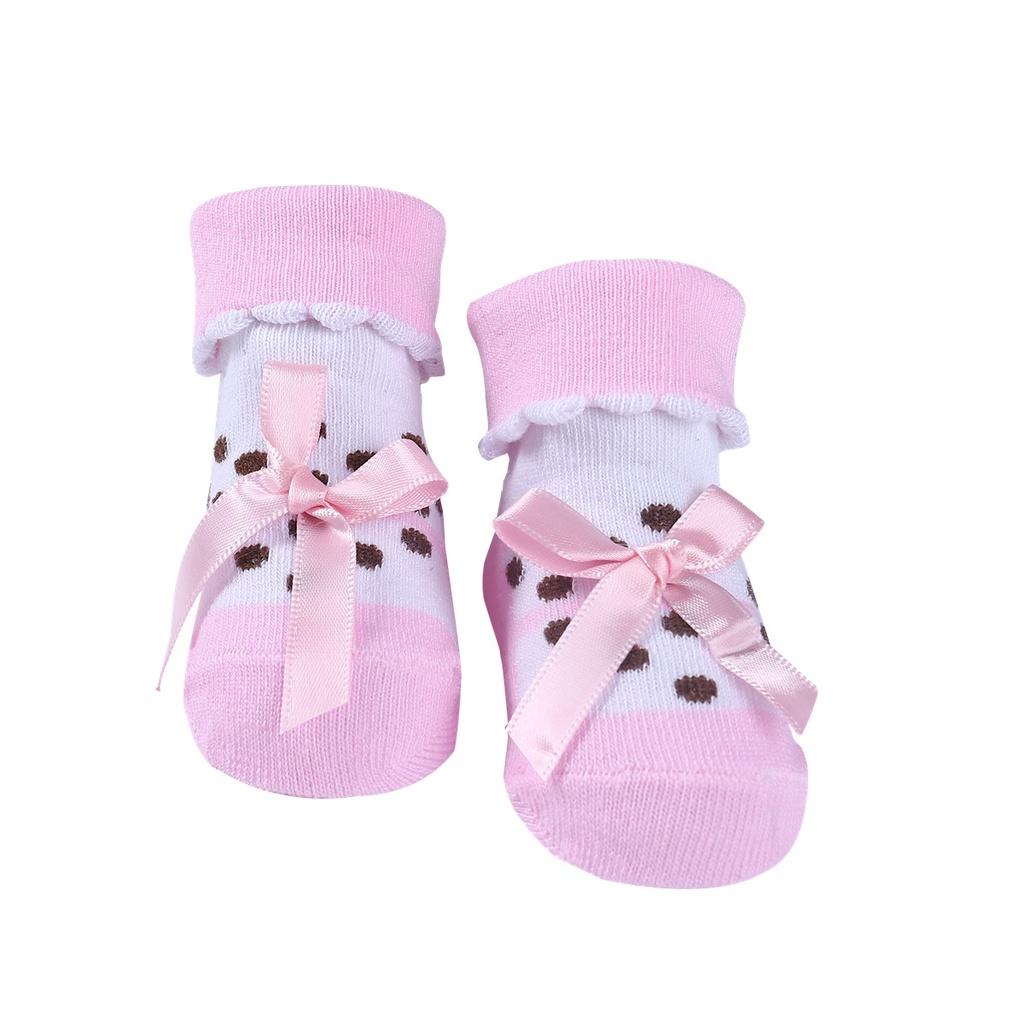3pairs Newborn Baby Girls Socks Bow Toddler Indoor Socks Fit 0-6 Months
