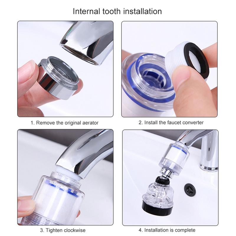 360°Adjustable Kitchen Faucet Filter Water Faucet Aerator 3 Modes Water Saving Aerator Water Filter Tap Kitchen Faucet Extender