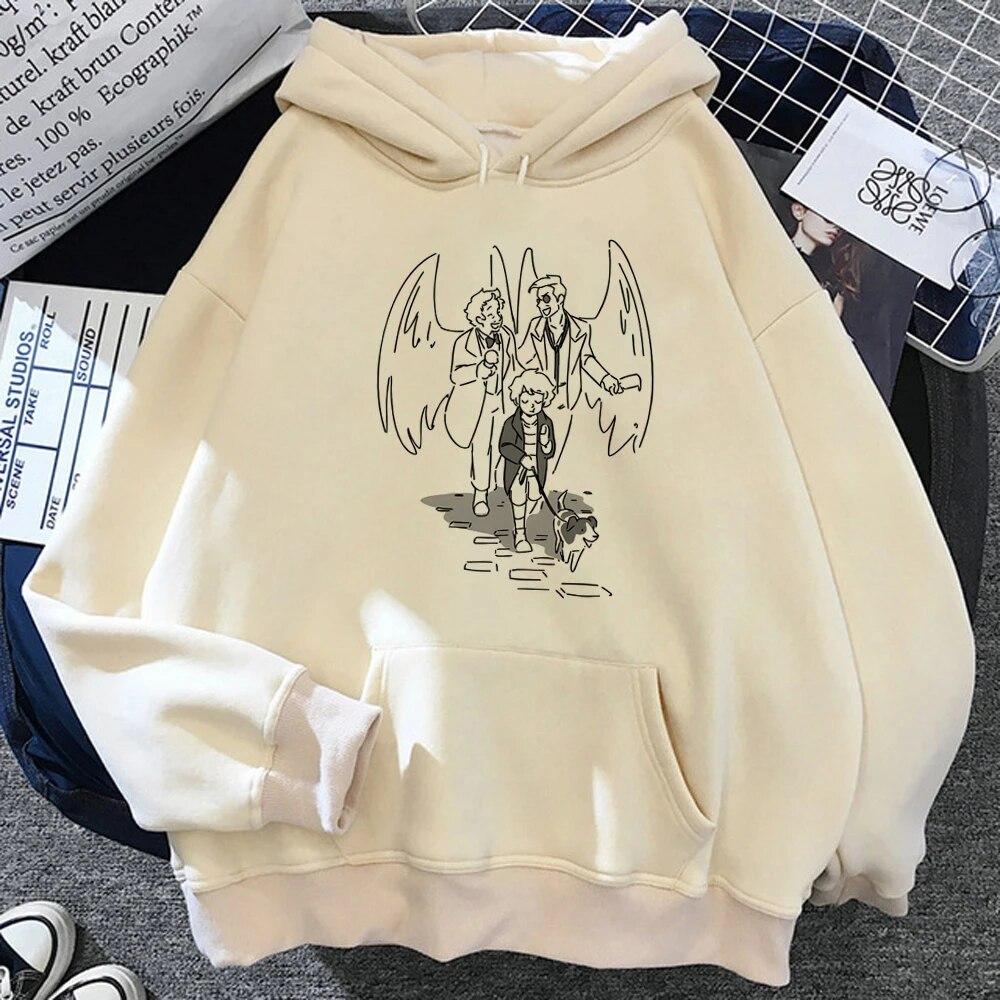 

Женские толстовки с капюшоном Good Omens, забавный топ с длинными рукавами, эстетичный дизайн 2023, женский зимний спортивный костюм унисекс