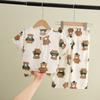 Summer Little Boy Thin Loungewear Suit Summer Children'S Cotton And Silk Pajamas Boys And Girls Short-Sleeved Trousers Cotton Silk