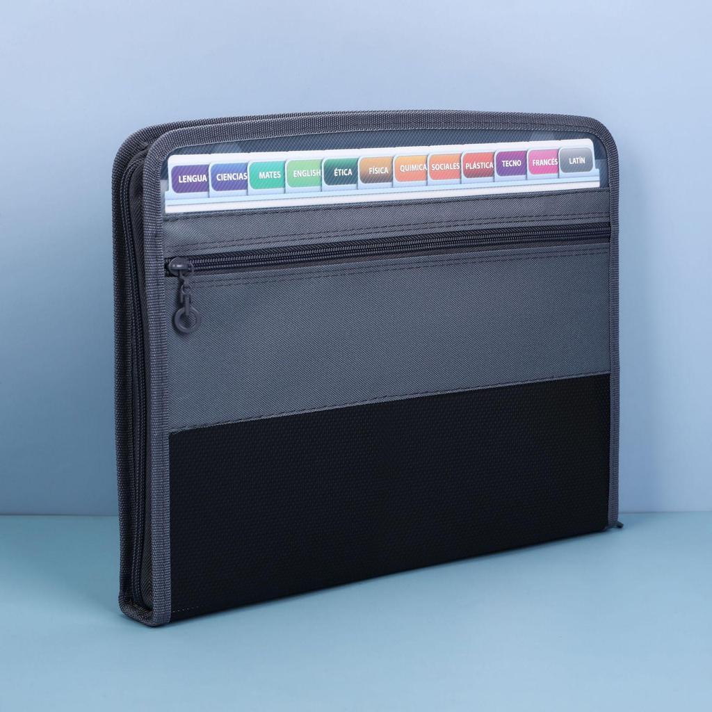 Rainbow Series Accordion File Folder: 13-Grid Double Zipper for Multi-Spec and Test Paper Storage