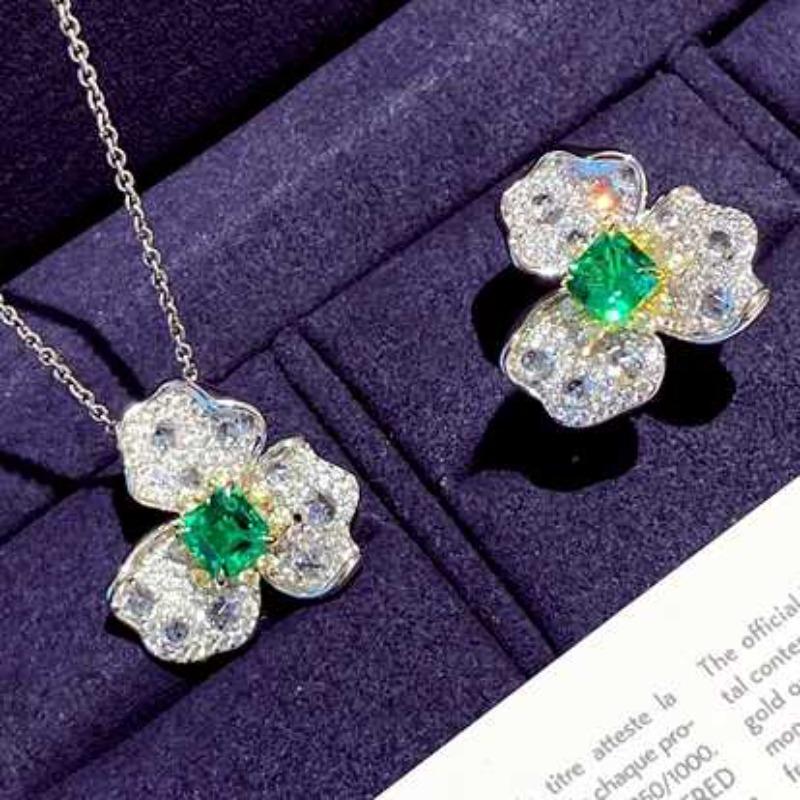 

SACE GEMS классический медный сплав циркон кольцо кулон ожерелье наборы ювелирных изделий подарки для свадебной вечеринки зелёный