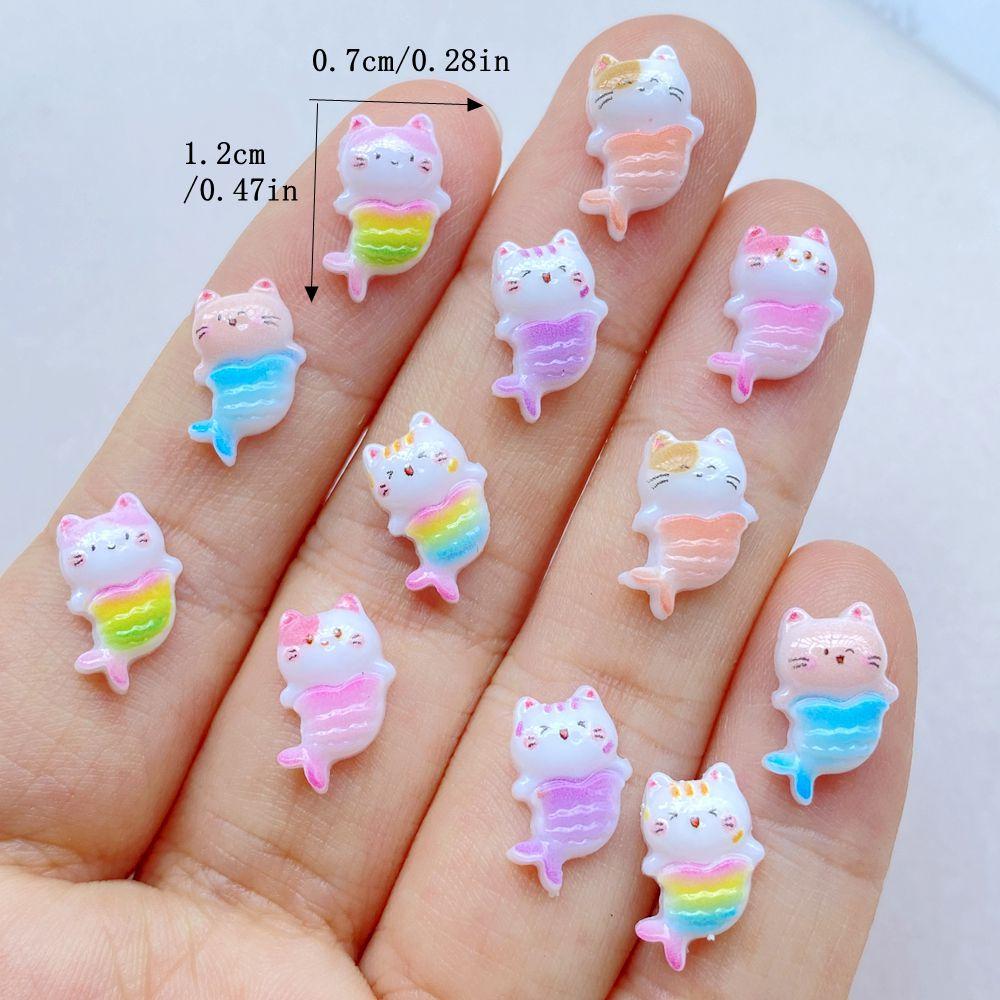 

50Pcs New Cute Resin Cartoon Little Cat Mermaid Series Flat Back Scrapbooking DIY Jewelry Craft Decoration Accessories