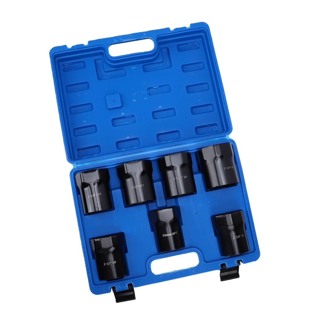 7PCS Wheel Bearing Locknut Socket Set 1 2 Inch Drive SAE and Metric 6 Point Axle Nut Socket for Cars Trucks SUVs