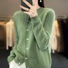 New Autumn and Winter Knitted Slimming Wheat Ear Fashionable Knitted Sweater for Women, Round-neck Long-sleeved Cardigan