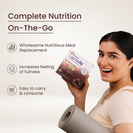 Dr. Morepen LightLife On-the-Go Meal by Dr.Morepen| Ideal for Men & Women | 19g Protein | 8g Fiber | 24 Essential Vitamins & Minerals | 15 Sachets