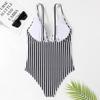 Sweet Striped V-Neck Backless One-Piece Swimsuit by Xingcheng