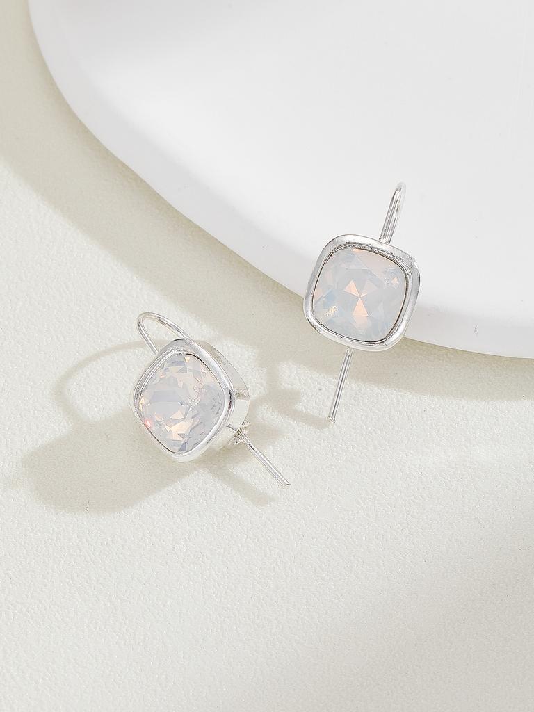 Simple Square Hanging Earrings For Women Silver Color  Women Jewelry Girl's Gift