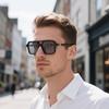 Ochelari de Soare Unisex cu Cadru Poligonal cu Dublă Bară - Stil Străzii Retro Modern cu Lentile Plate