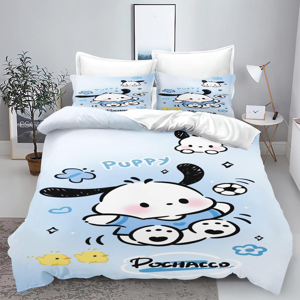 Cute Pochacco Dog Bedding Sets Comforter Cover Bed Cover Duvet Cover Pillow Case 2-3 Pieces Sets Kids Adult Bedroom Decor