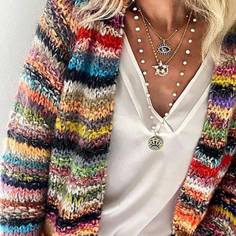 Dámská hrubá pletená svetrová bunda Cardigan Dámská ležérní pletená svetrová bunda