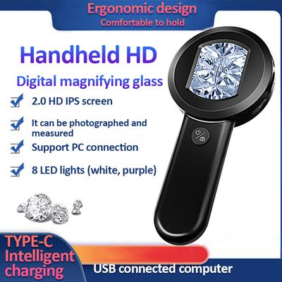 Rechargeable Handheld Magnifier Portable Magnifier Digital Magnifier with Screen 2-inch IPS Screen with Dual Colour Light Mode