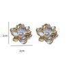White Enamel Multi-layers Petals Women's Stud Earrings Small Flower Zircon in Middle Design Unusual Earrings Party Ear Zircon