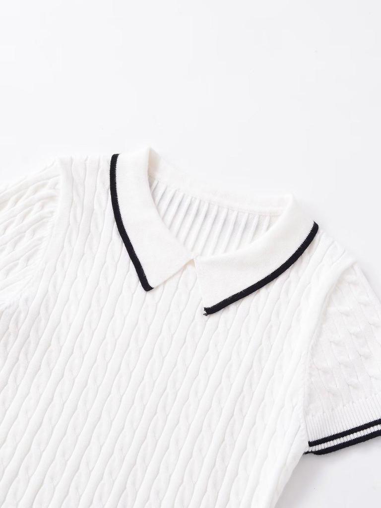 2026 Spring European & American Women's Cable Knit Short-Sleeved Sweater