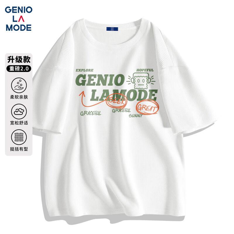 GENIOLAMODE Men s Summer Heavy Waffle T-Shirt L