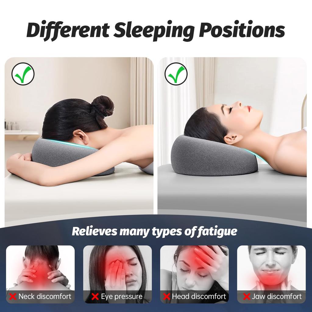 Ergonomics Lying Face Down Pillow Memory Foam Breathable Head Rest Support Pillow Body Massage for Beauty Salon Removable Cover Grey