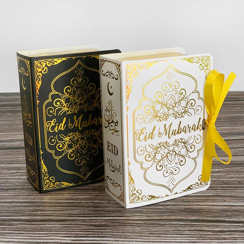 5 Stück/Los Buchform Mubarak Schokoladen-Süßigkeitenboxen Ramadan Deko Geschenkverpackungsbox Islamische Muslimische Festival Partyzubehör
