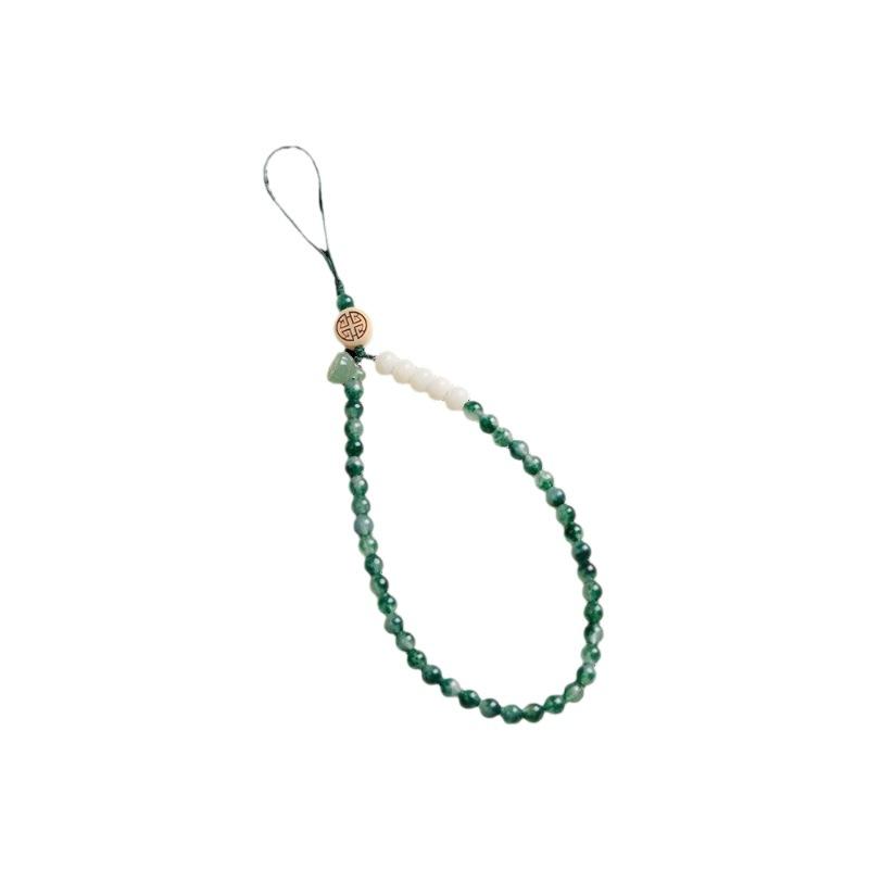 Natural aquatic agate phone chain pendant, fresh and simple short wrist strap, Chinese style high-end crystal phone lanyard