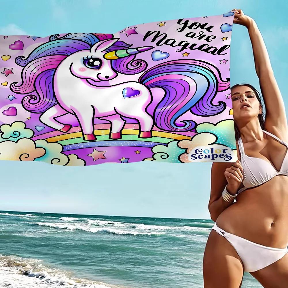 Cartoon Unicorn Animal Microfiber Beach Towel Absorbent Quick dry Soft Yoga Swimming Resort Mountain Climbing Towel