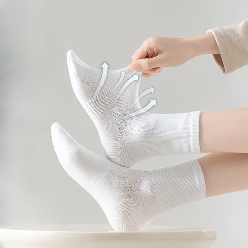 Women's Pure Cotton Loose Socks, Summer Thin Mesh Breathable Long Socks, Antibacterial and Deodorizing Postpartum Socks