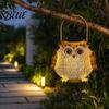 Owl Pattern Solar Light Light Design Garden Decor Outdoor Waterproof Metal Hanging Energy Saving Lantern for Outside Patio Yard Lawn Porch Lighting