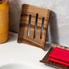 2pcs Black Walnut Wood Soap Dish-Nordic Style Rectangular Soap Holder with Drainage Holes,Durable Bathroom Countertop Organizer